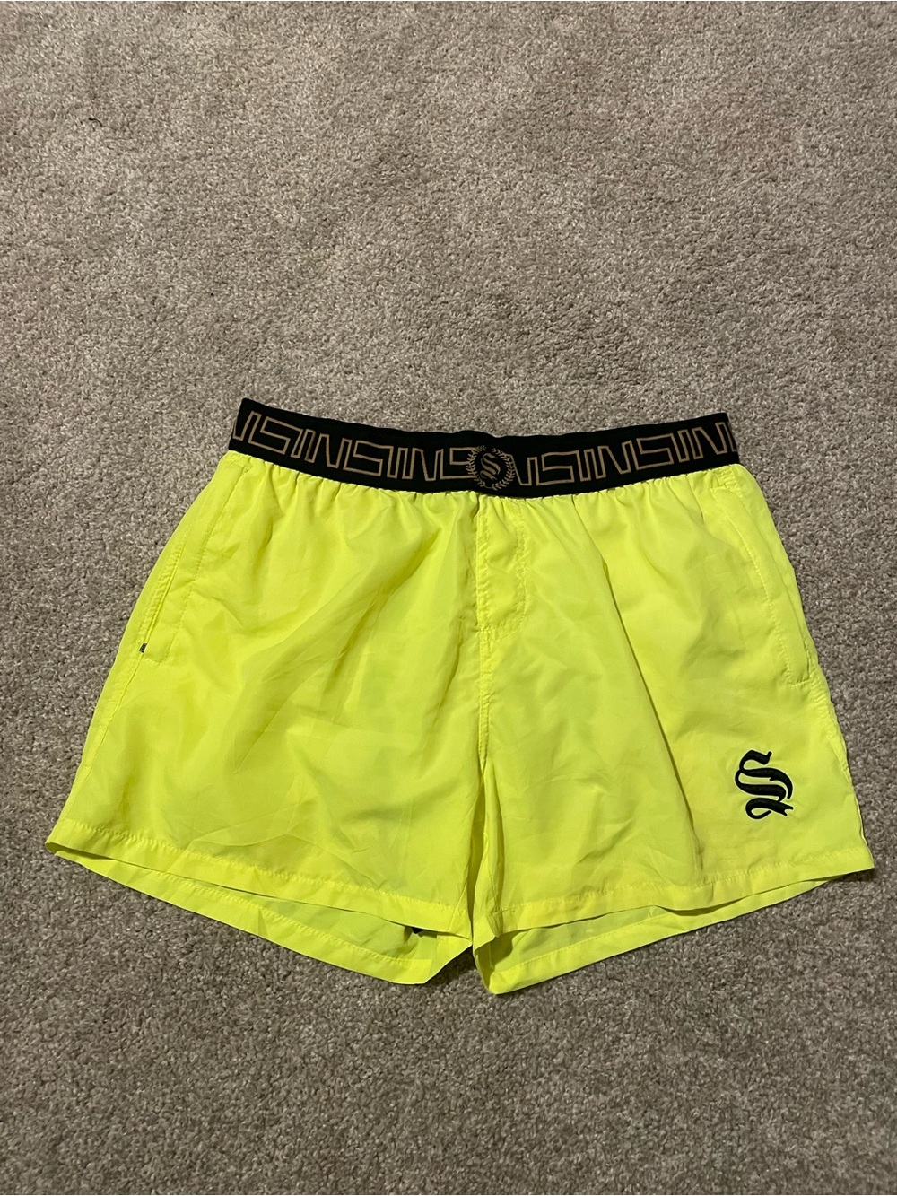 Sinners Attire Men's Neon Yellow Swim Shorts